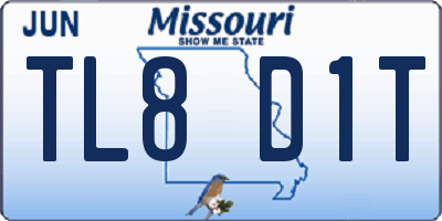 MO license plate TL8D1T