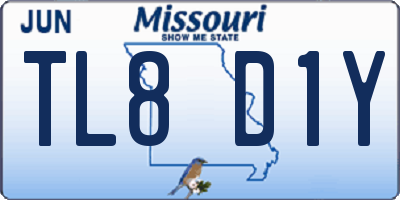 MO license plate TL8D1Y