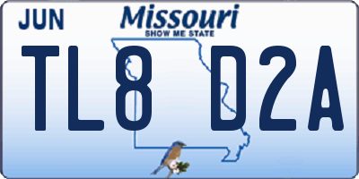 MO license plate TL8D2A