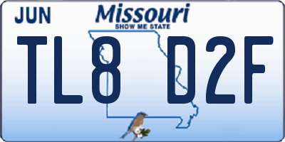 MO license plate TL8D2F