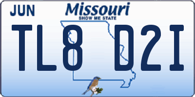 MO license plate TL8D2I
