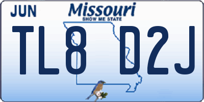 MO license plate TL8D2J