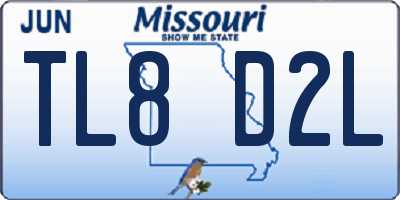 MO license plate TL8D2L