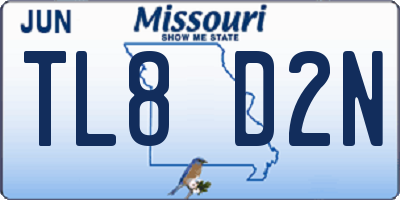 MO license plate TL8D2N