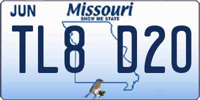 MO license plate TL8D2O