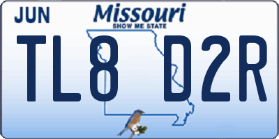 MO license plate TL8D2R