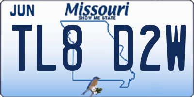 MO license plate TL8D2W