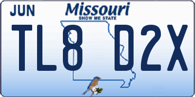 MO license plate TL8D2X