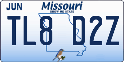 MO license plate TL8D2Z