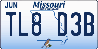 MO license plate TL8D3B