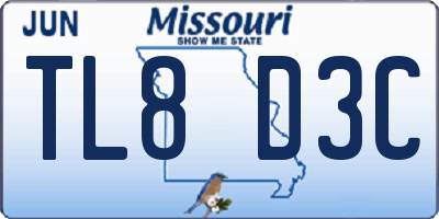 MO license plate TL8D3C