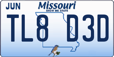 MO license plate TL8D3D