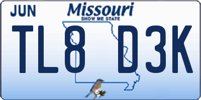 MO license plate TL8D3K