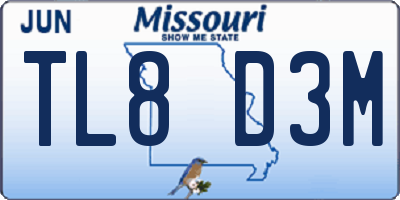 MO license plate TL8D3M