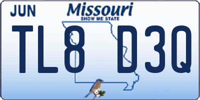 MO license plate TL8D3Q