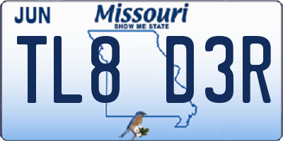 MO license plate TL8D3R
