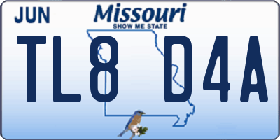 MO license plate TL8D4A
