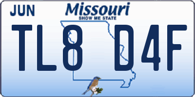 MO license plate TL8D4F