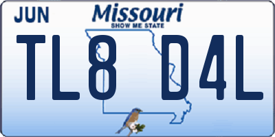 MO license plate TL8D4L