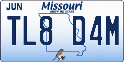 MO license plate TL8D4M
