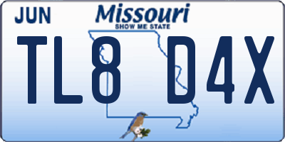 MO license plate TL8D4X