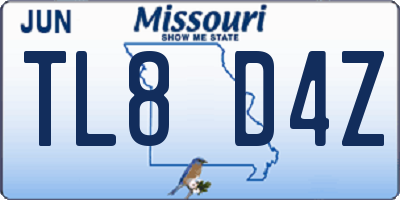 MO license plate TL8D4Z