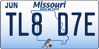 MO license plate TL8D7E