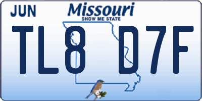 MO license plate TL8D7F