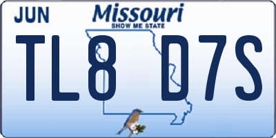 MO license plate TL8D7S