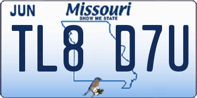 MO license plate TL8D7U