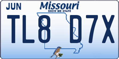 MO license plate TL8D7X
