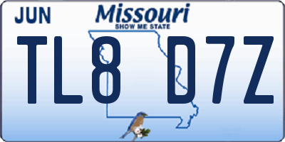 MO license plate TL8D7Z