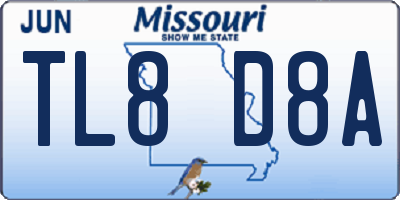 MO license plate TL8D8A