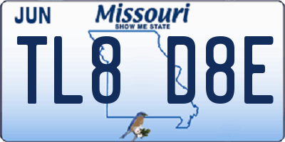 MO license plate TL8D8E
