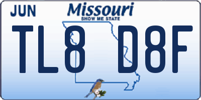 MO license plate TL8D8F