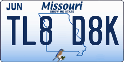 MO license plate TL8D8K