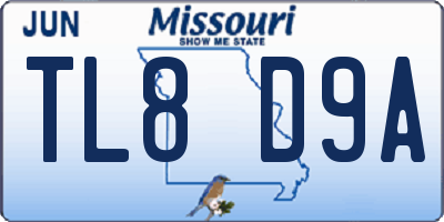 MO license plate TL8D9A