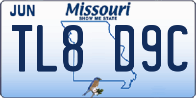 MO license plate TL8D9C
