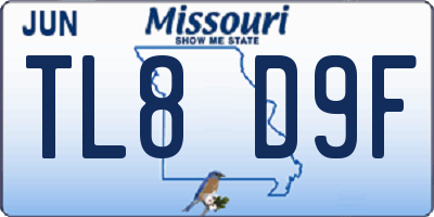 MO license plate TL8D9F