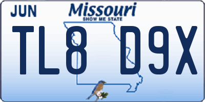 MO license plate TL8D9X