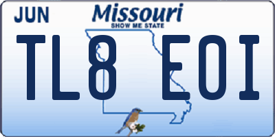 MO license plate TL8E0I