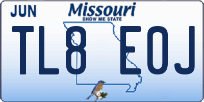 MO license plate TL8E0J