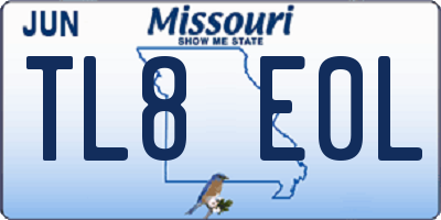 MO license plate TL8E0L