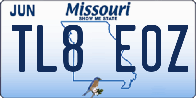 MO license plate TL8E0Z