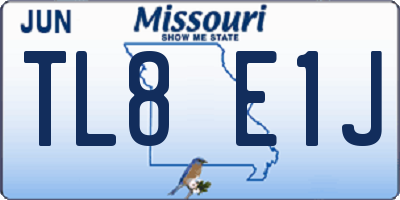 MO license plate TL8E1J