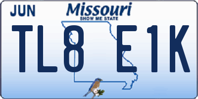 MO license plate TL8E1K
