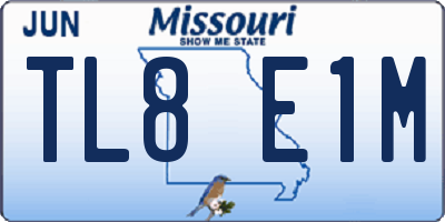 MO license plate TL8E1M