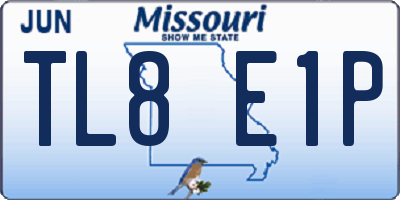 MO license plate TL8E1P