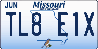 MO license plate TL8E1X