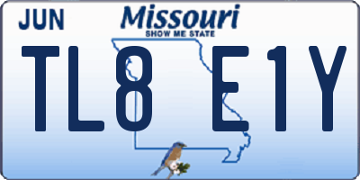 MO license plate TL8E1Y